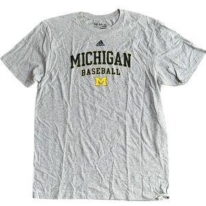 University Michigan Wolverines Baseball T-Shirt Heather Gray ADIDAS Large
